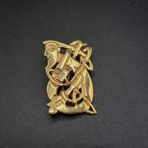 Vintage Gold tone Unisex Abstract Brooch